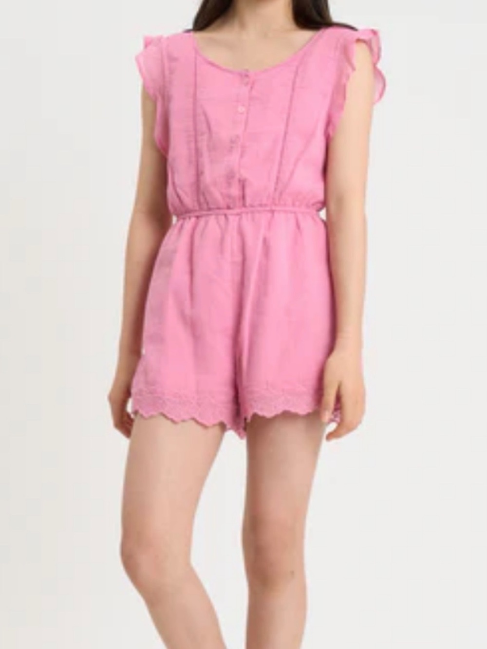 abercrombie kids Pink Sleeveless Scallop-Hem Romper
